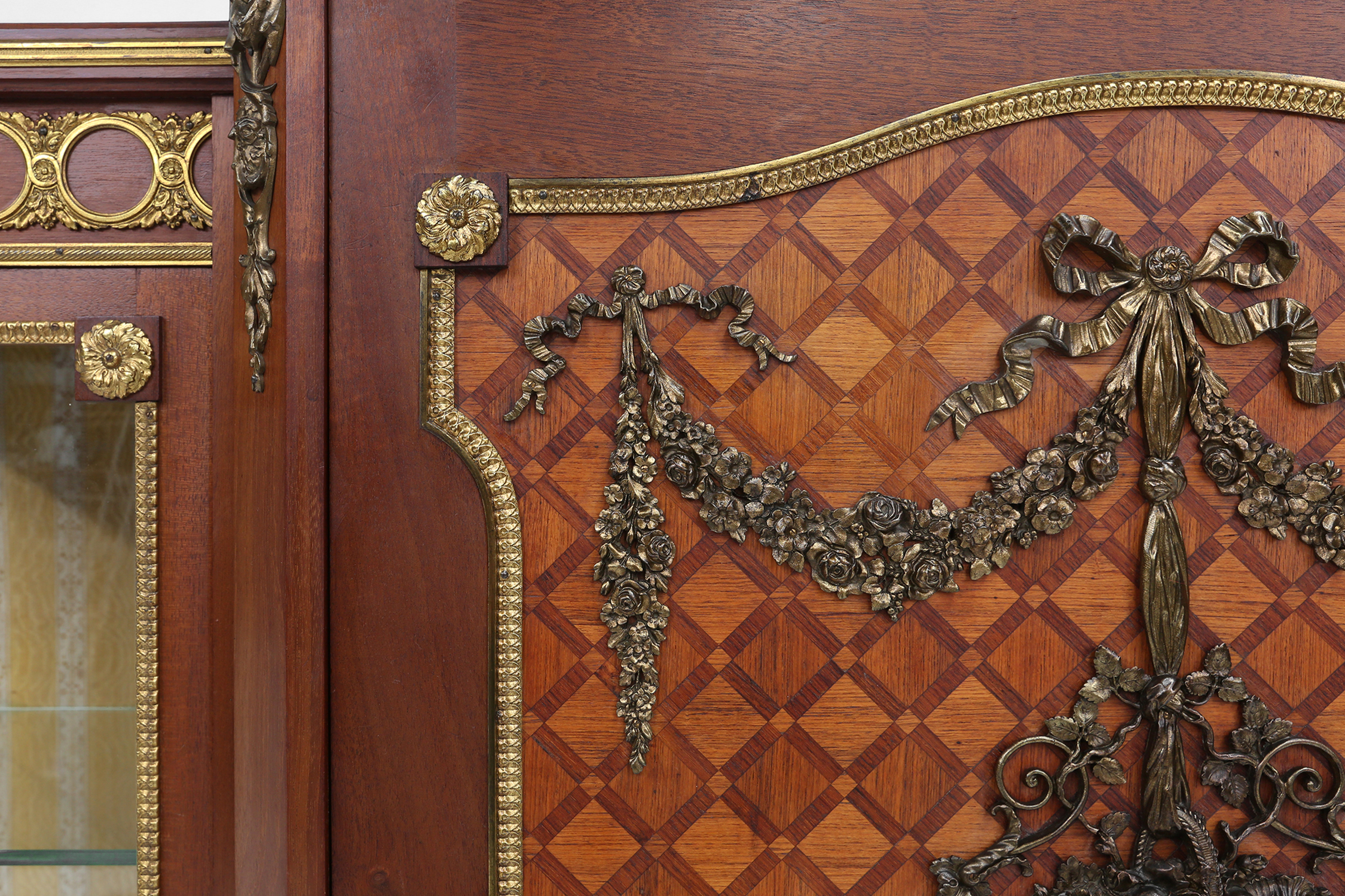 Rare Louis XVI display cabinet in marquetry with light, France ca. 1850thumbnail